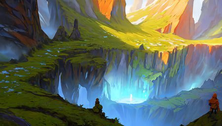 04518-2561090477-Conceptart,Concept Art,SamWho,mksks style, green moss, species, overlooking chasm, volcano.png